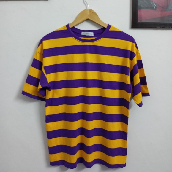SONYUNARA Other - BOLD MUSTARD & PURPLE COLOUR STRIPES TSHIRT FOR MEN'S AND WOMEN'S